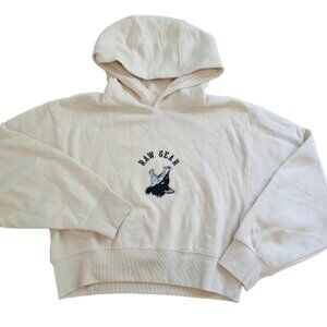 Raw Gear Women's Cream Embroidered Patch Logo Long Sleeve Hoodie Size XL